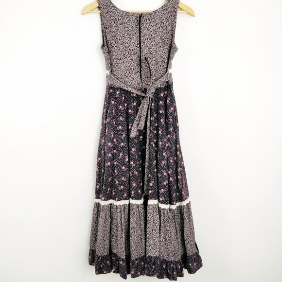 Gunne Sax Calico Floral Brown Pink Corset Sundress - Picture 16 of 16